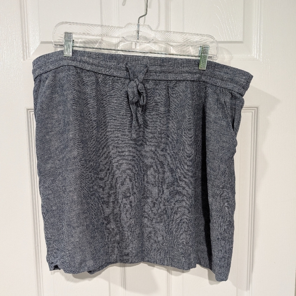 Ann Taylor Blue Chambray A-Line Skirt Drawstring Closure in Size XL
